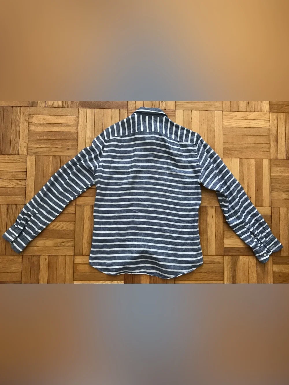 Size Medium Mens J.Crew Baird McNutt Irish Linen Slim Fit Shirt Blue Stripes
